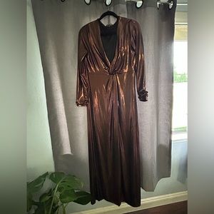 Lulus long sleeve brown metallic dress